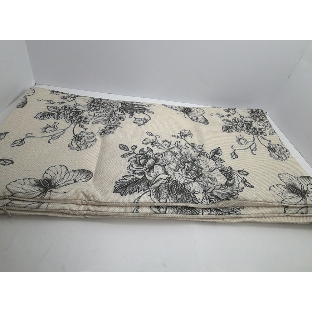 Chinoiserie Black Floral Pillow Covers 20x20 Inch Set of 2 - NEW - Picture 7 of 10